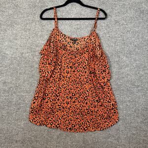 Torrid Shirt Womens 1X Orange Animal Print Cold Shoulder Blouse Plus Size Boho